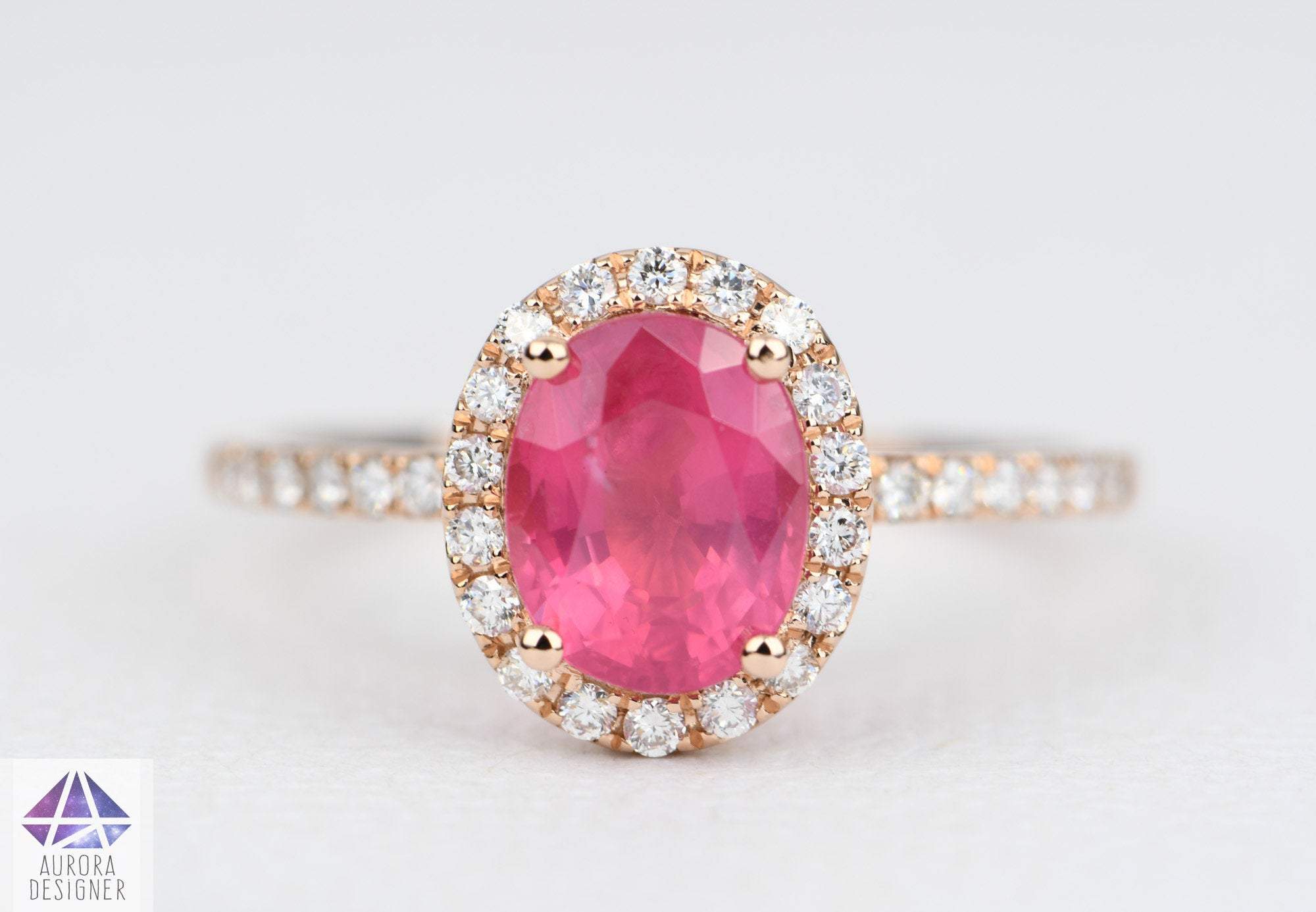 Scalloped Halo Pink Ring – Karina Ariana