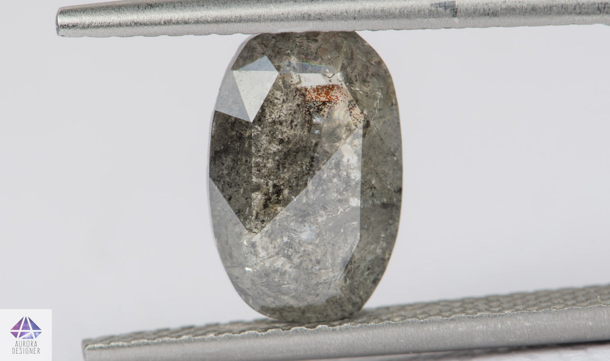1.95ct Oval Shape Salt and Pepper Rosecut Diamond, 10.3*6.8*3.0mm SPS107