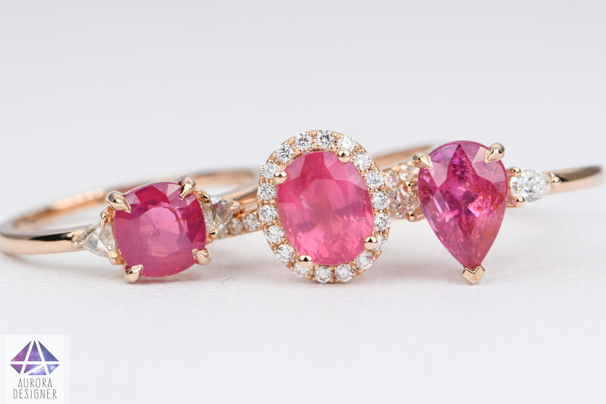 1.96ct Mahenge Spinel Pear Shape Diamond Sides Engagement Ring 14K Rose Gold AD1895-1