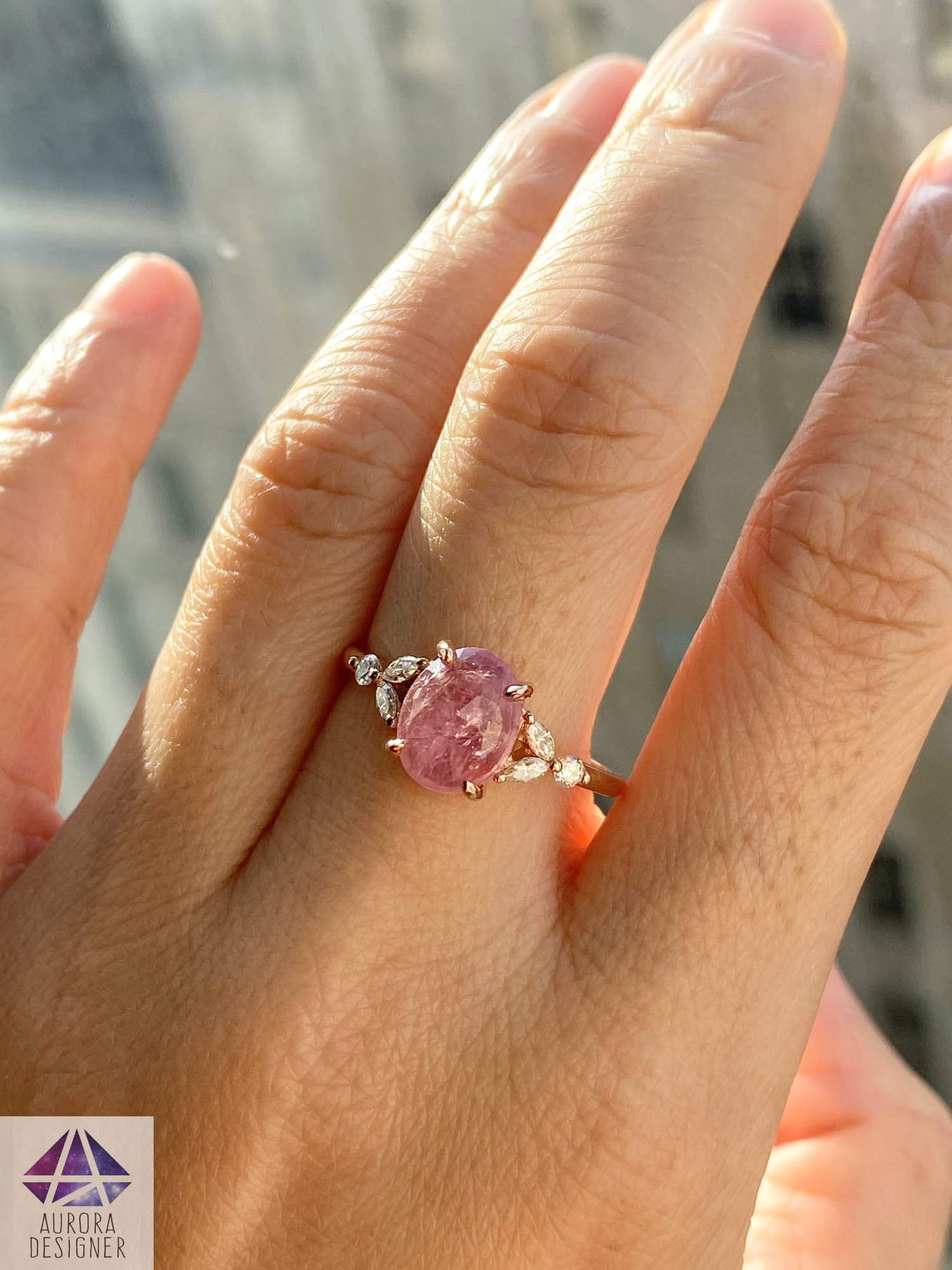 2.02ct Pink Sapphire 14K Rose Gold Engagement Ring Marquise