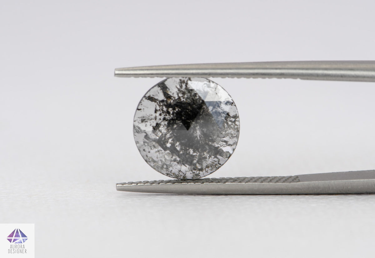 2.07ct Round Shape Salt and Pepper Rose Cut Diamond, 10.9*1.9mm SPR44