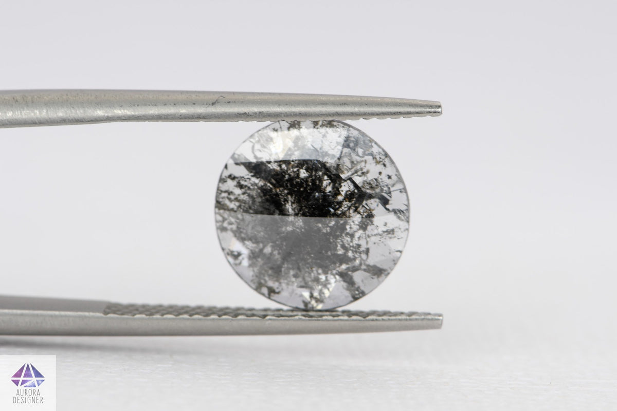 2.07ct Round Shape Salt and Pepper Rose Cut Diamond, 10.9*1.9mm SPR44