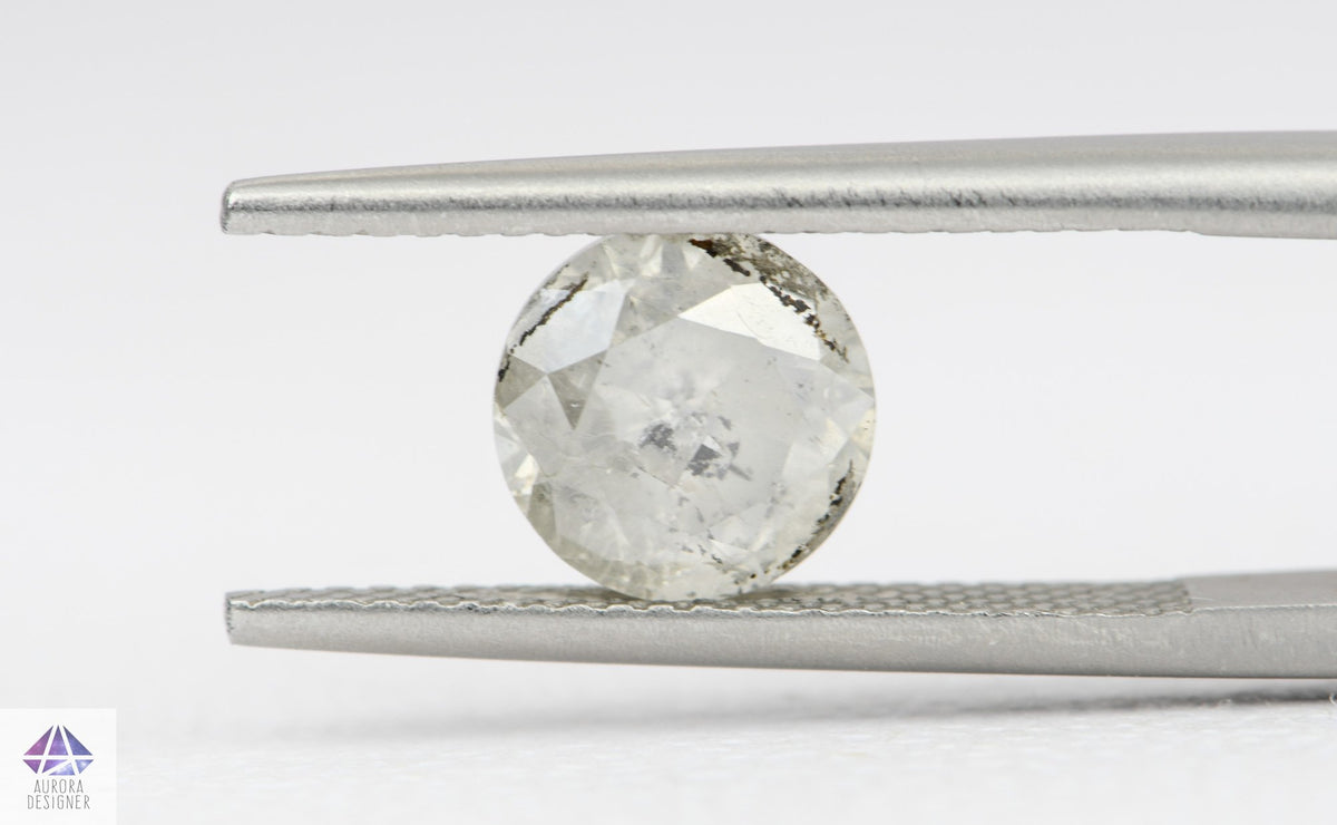 2.19ct Round Shape Salt and Pepper Diamond, 7.7*5.4mm RBC64
