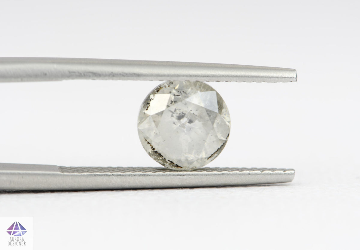 2.19ct Round Shape Salt and Pepper Diamond, 7.7*5.4mm RBC64