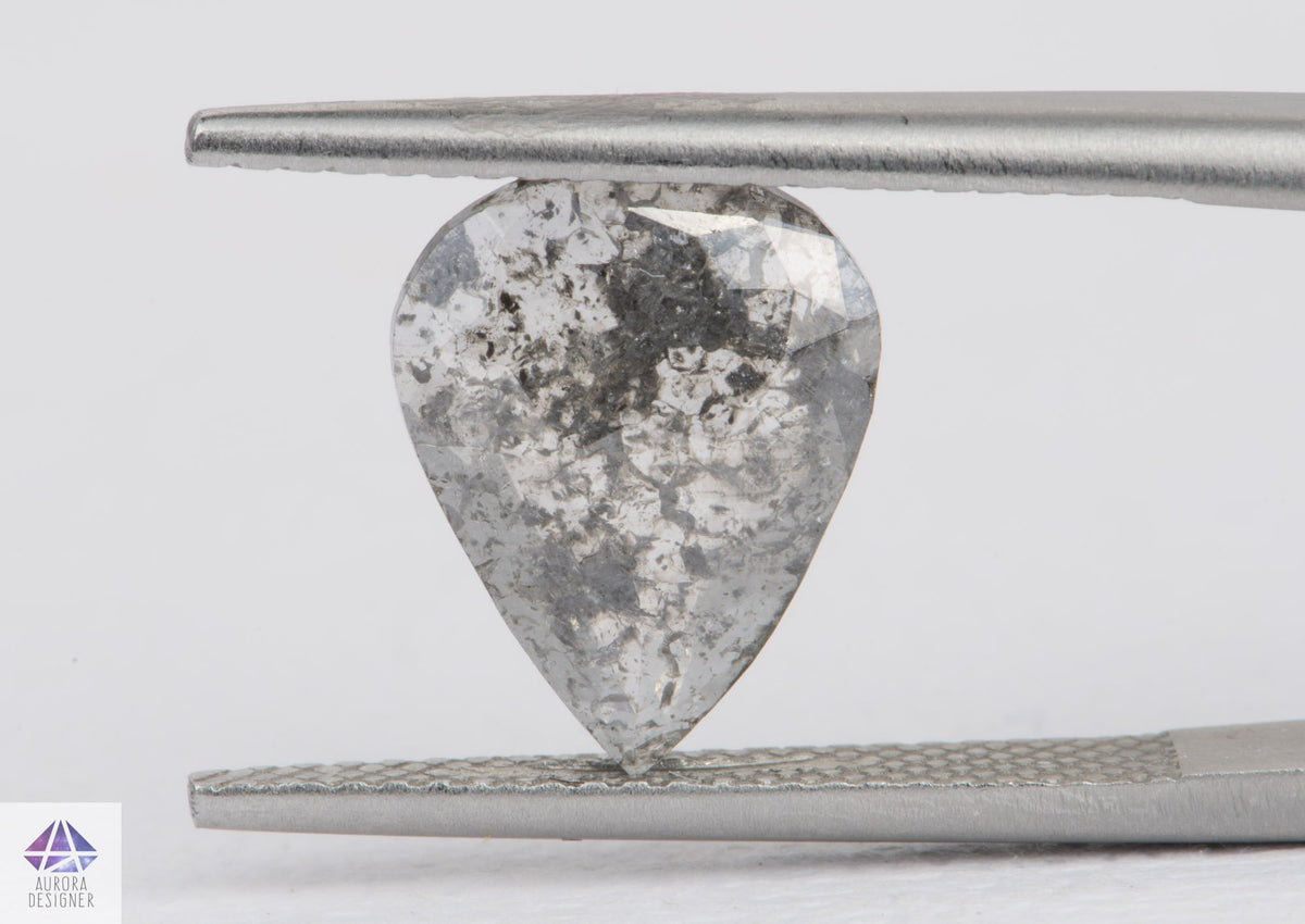 2.1ct Pear Shape Salt and Pepper Diamond, 12.2*9.5*2.2mm, SPP114