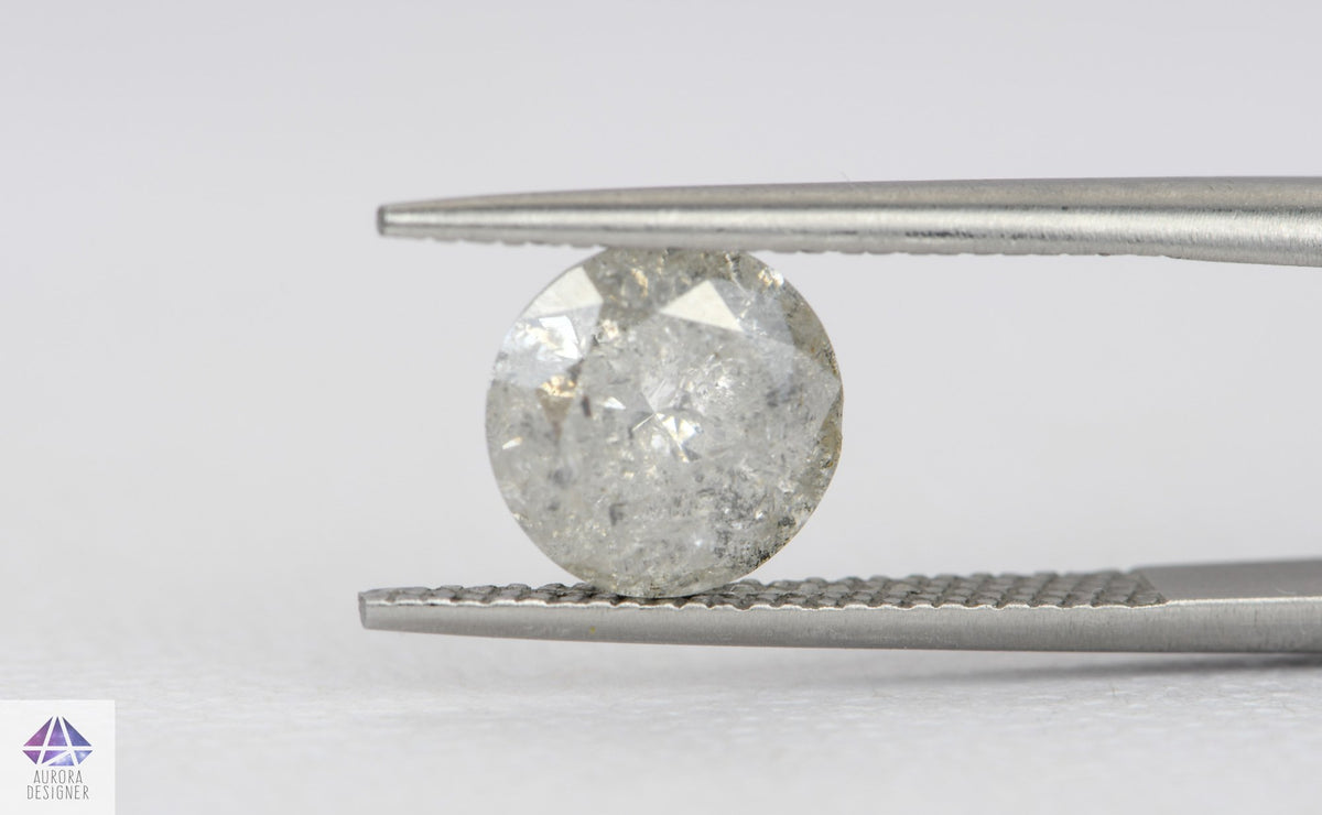2.22ct Round Shape Salt and Pepper Diamond, 8.4*5.1mm RBC89