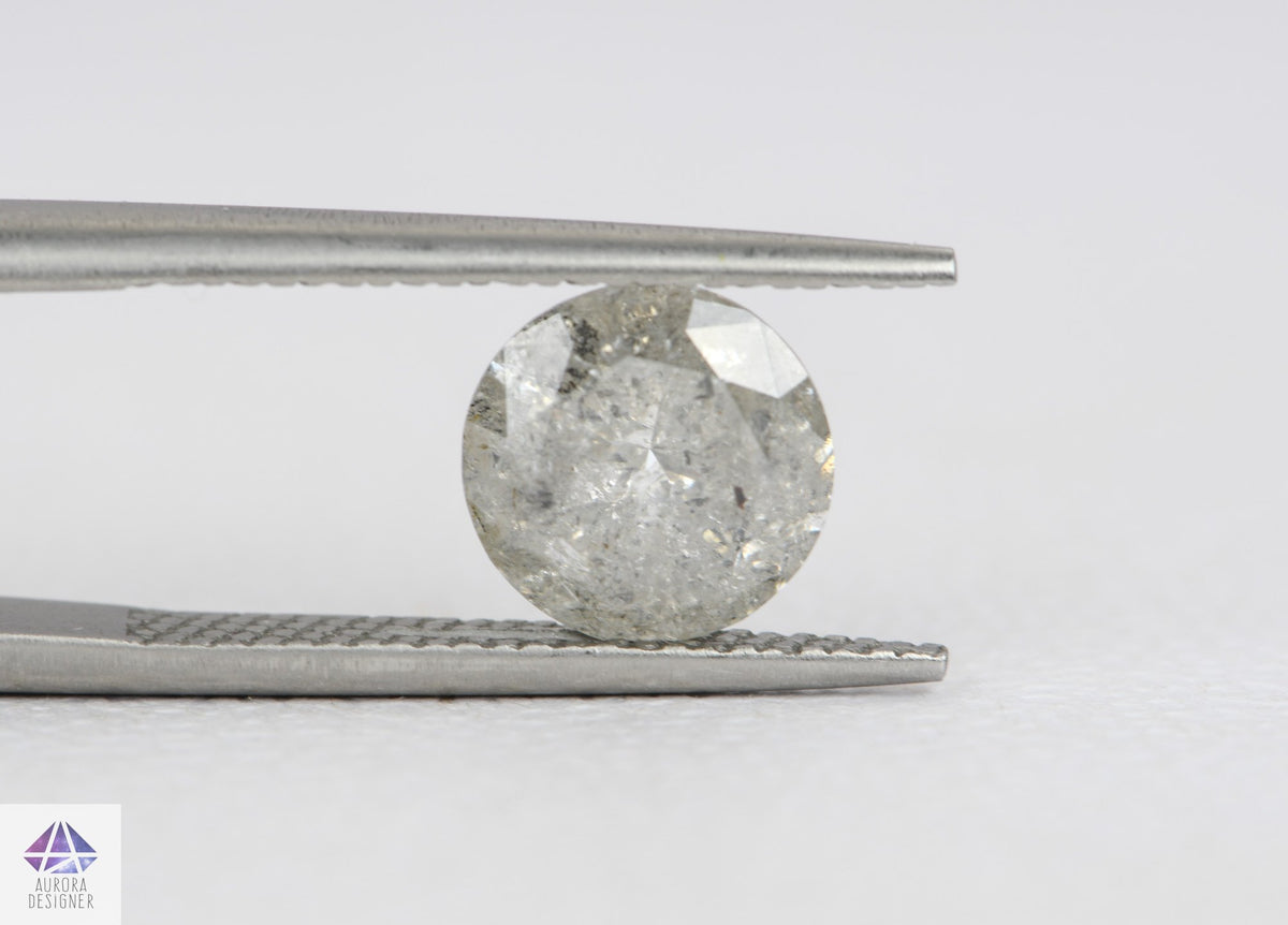 2.22ct Round Shape Salt and Pepper Diamond, 8.4*5.1mm RBC89