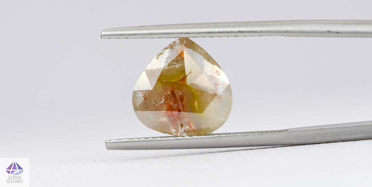 2.32ct Pear Shape Salt and Pepper Rose Cut Diamond, 10.5*10.5*2.3mm SPP33