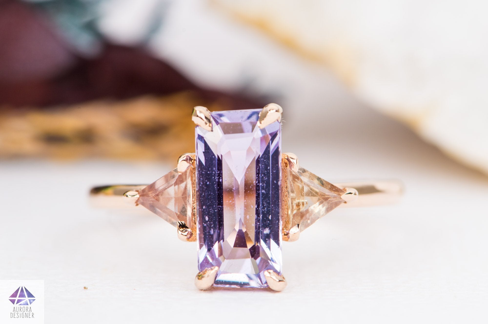 Trillion Cut Pink Sapphire Diamond Ring White Gold Jewelry 1.25 ct