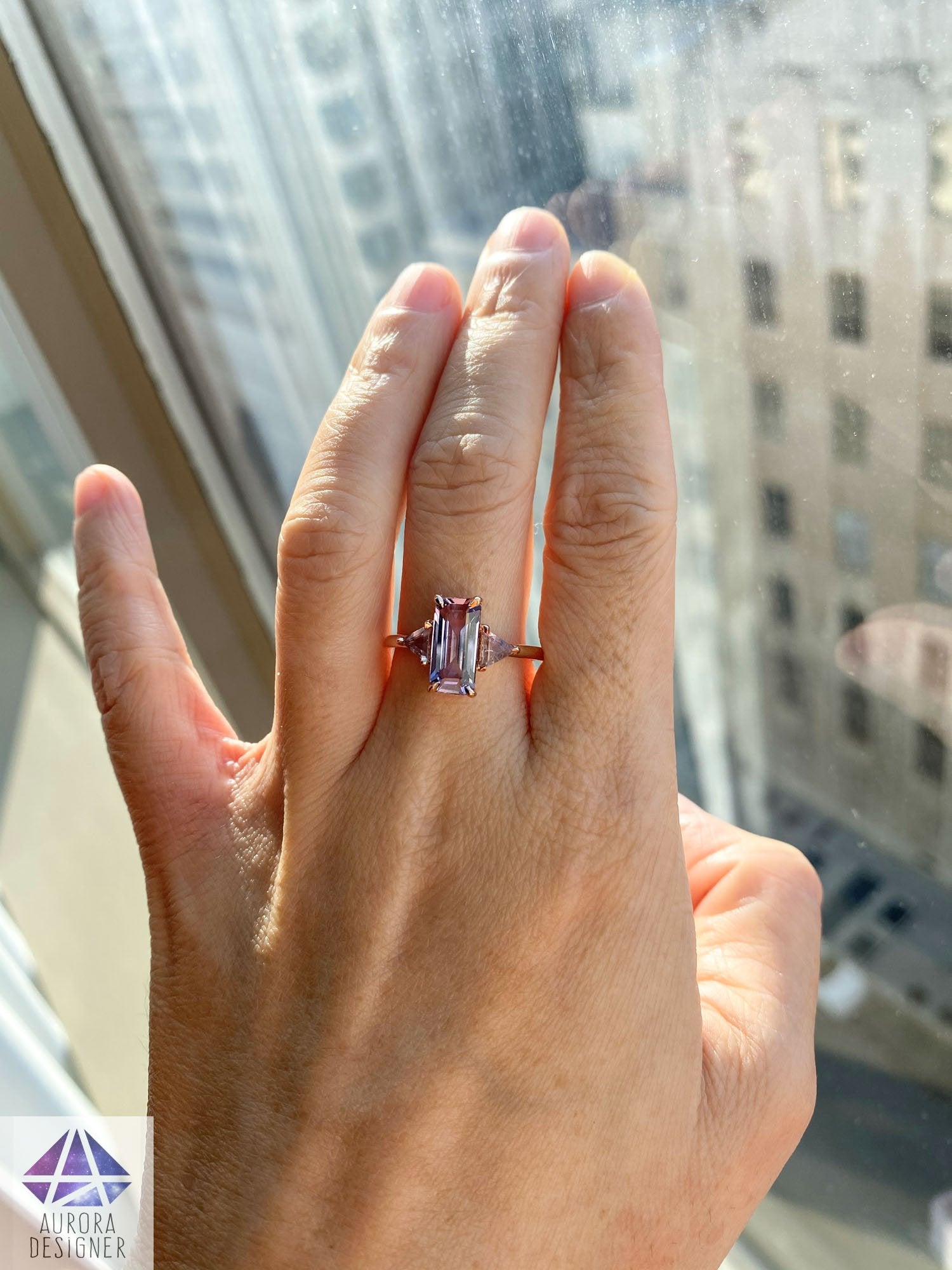 Peach Pink Sapphire Engagement Ring