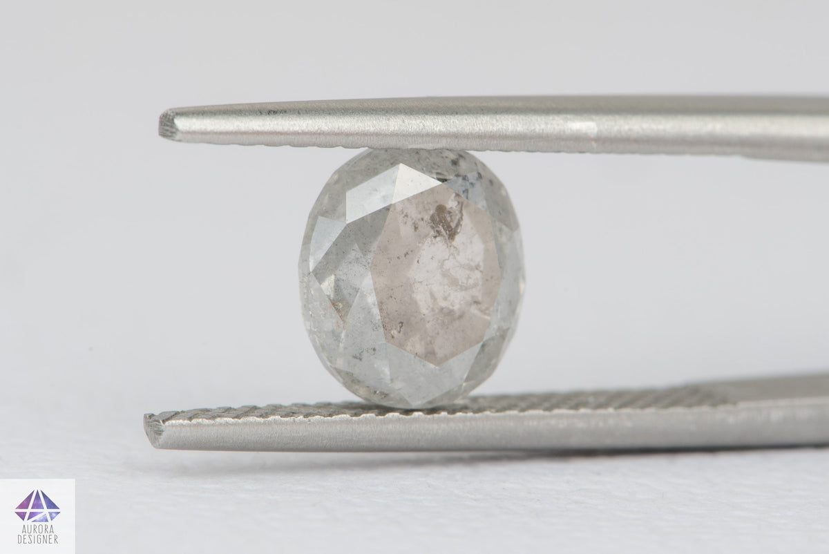 2.53ct Oval Shape Salt and Pepper Rosecut Diamond, 8.1*7.2*5.0mm SPS49