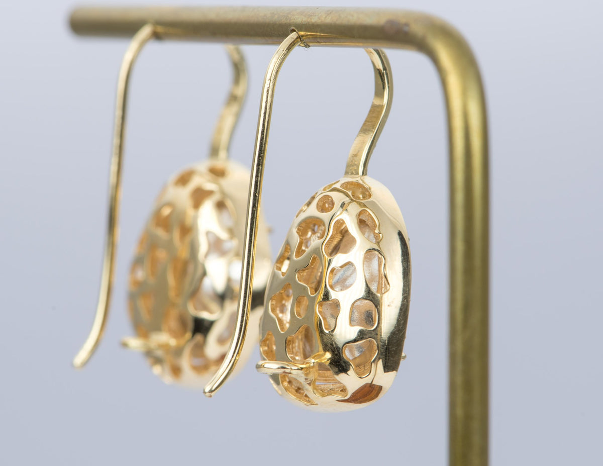 2.59ct Diamond Slice Foil Back 14K Yellow Gold Diamond Halo Earrings OOAK AD2338