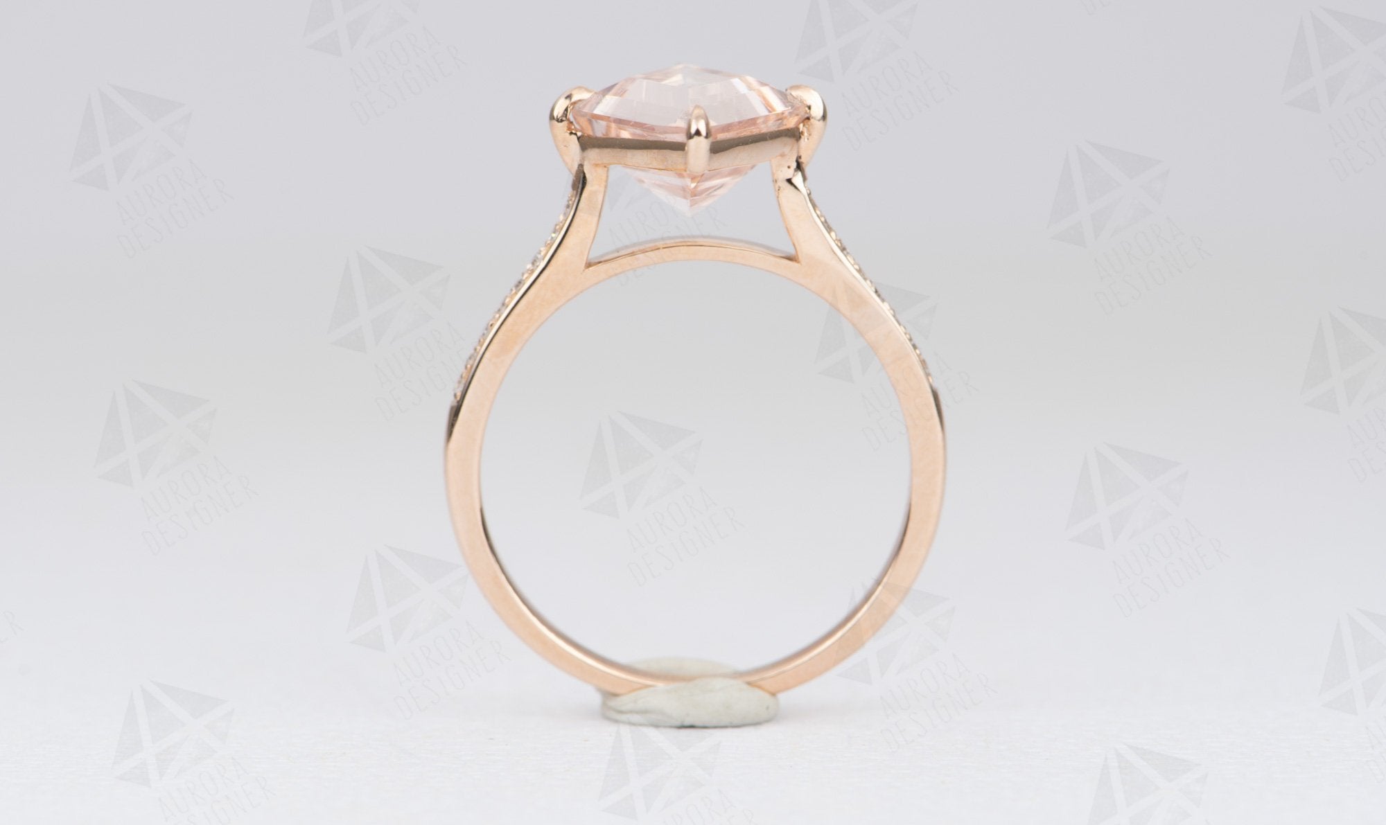 14K Rose Gold 8mm Eye Pattern Ceramic Kite Shape Bezel Diamond Band