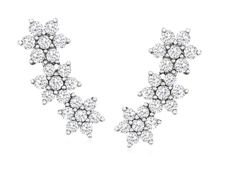 Custom Listing for Kelly*** 0.5ctw Diamond Ear Climbers 14K White Gold Jo Dane