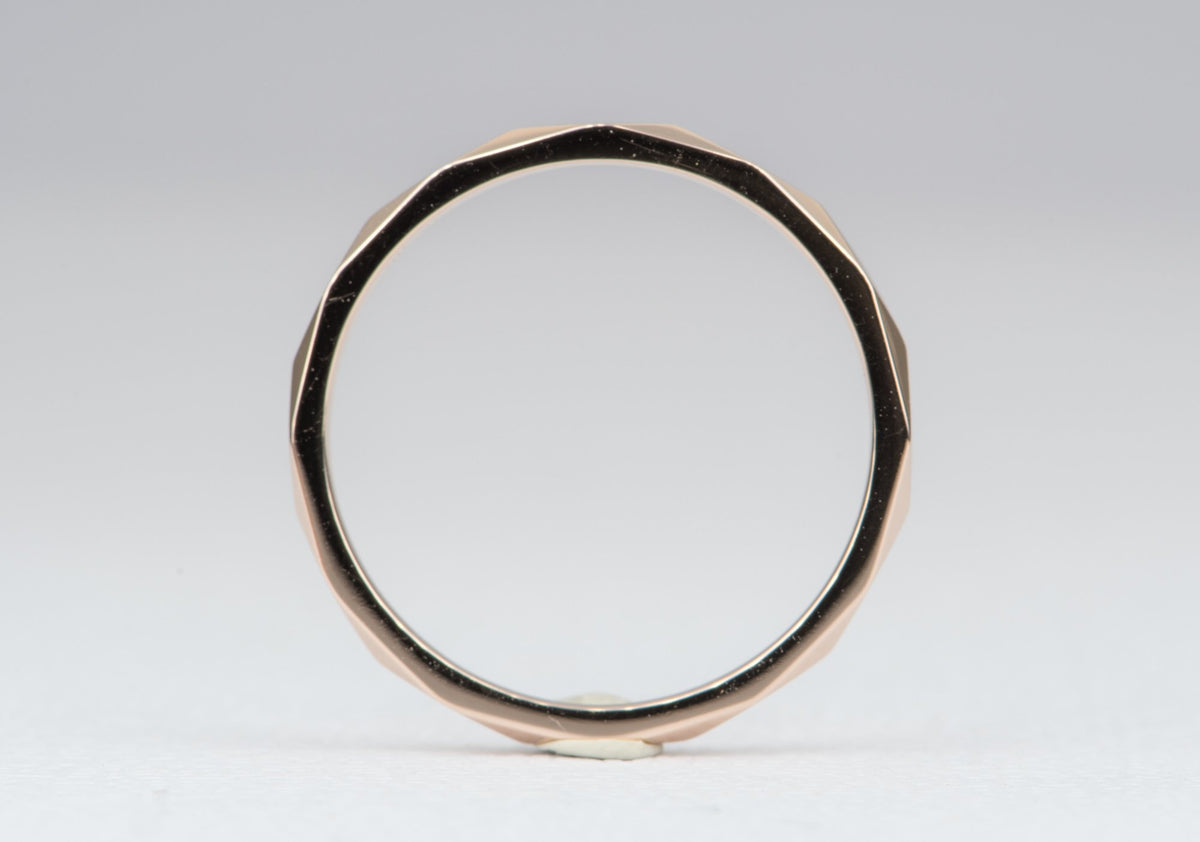 2mm Geometric Facet Wave Solid 14K 18K Gold Platinum Ring Unique Wedding Band Full Eternity AD1125v2