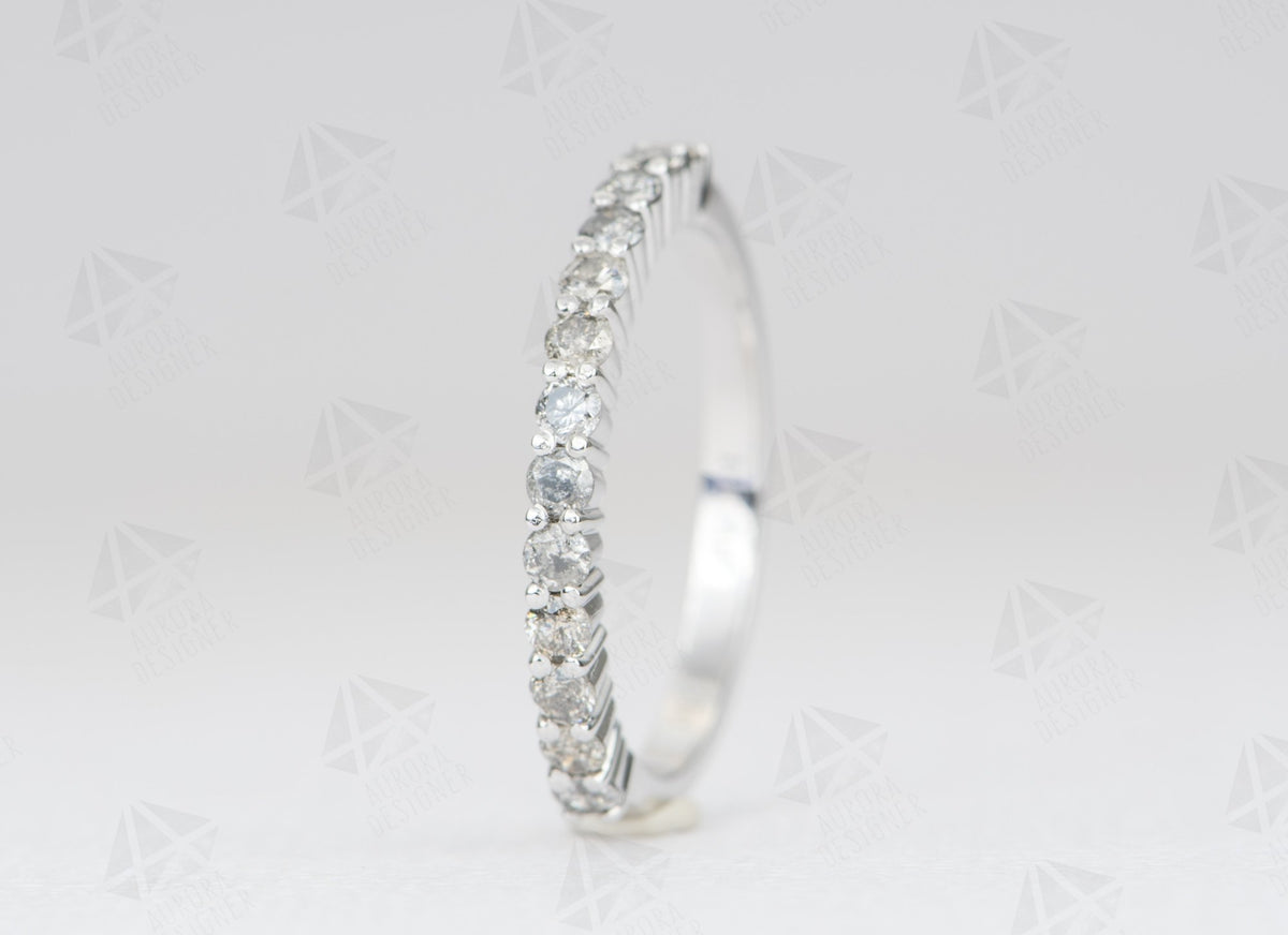 2mm Salt and Pepper Diamond Band Half Eternity 0.4ct 14K Gold Shared Prongs Ombré AD1594SP