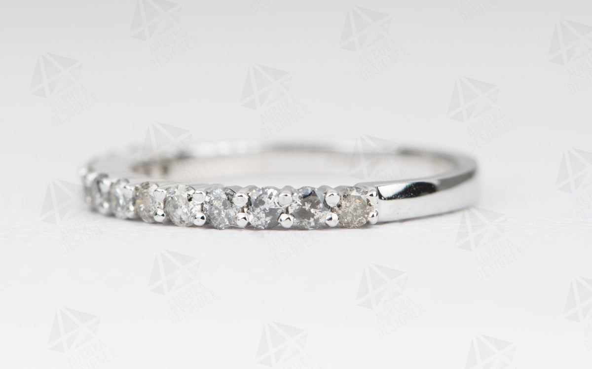 2mm Salt and Pepper Diamond Band Half Eternity 0.4ct 14K Gold Shared Prongs Ombré AD1594SP