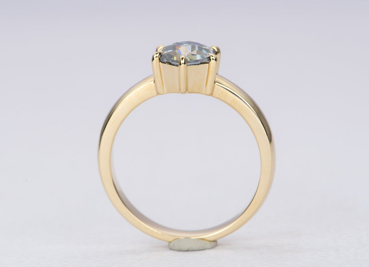 1.3ct Hexagon Gray Moissanite on Wide Band 14K Yellow Gold Engagement Ring AD2368 Aurora Designer