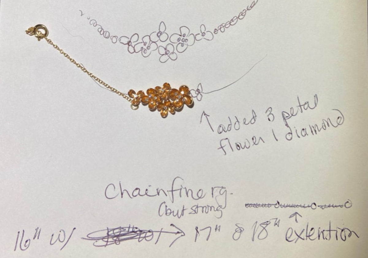 Custom Listing for Melissa*** Custom Floral Necklace 14K Rose Gold and Diamond Jo Dane