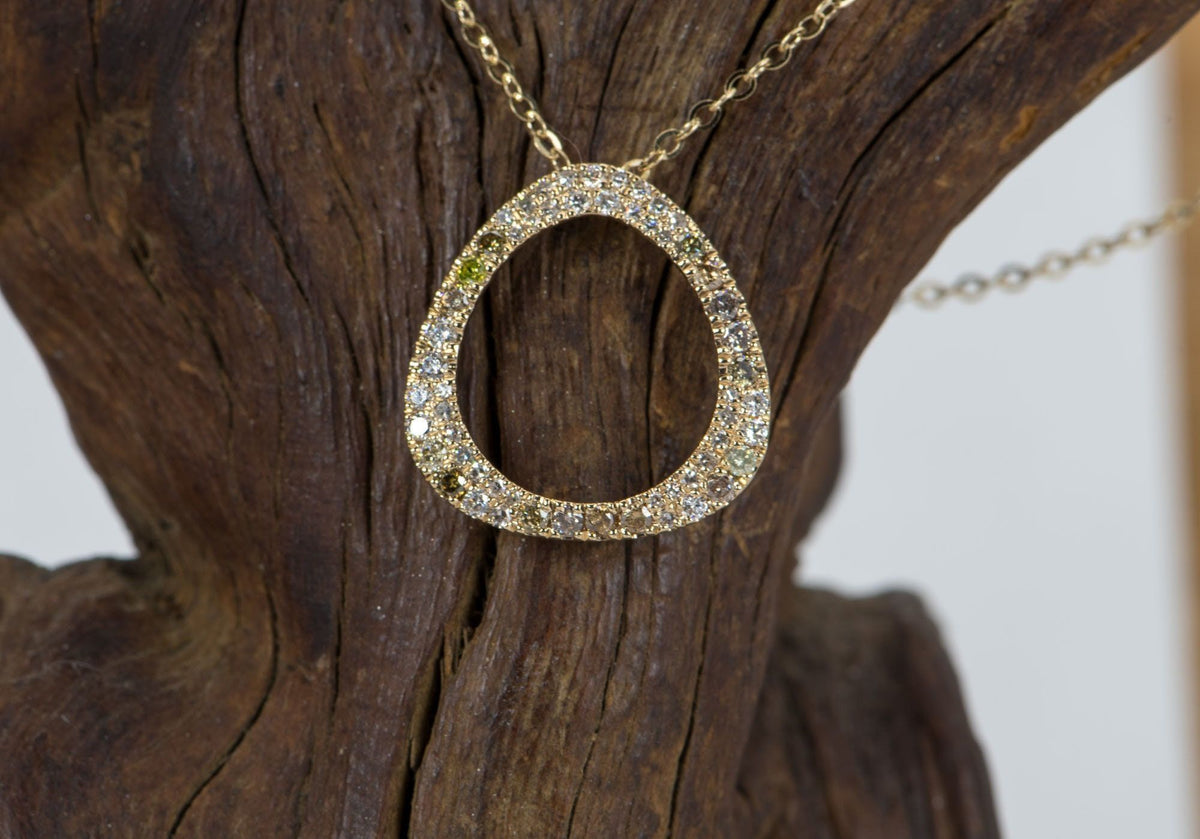 Mixed Diamond Triangle Circle Pendant 14K Yellow Gold R4059 Aurora Designer