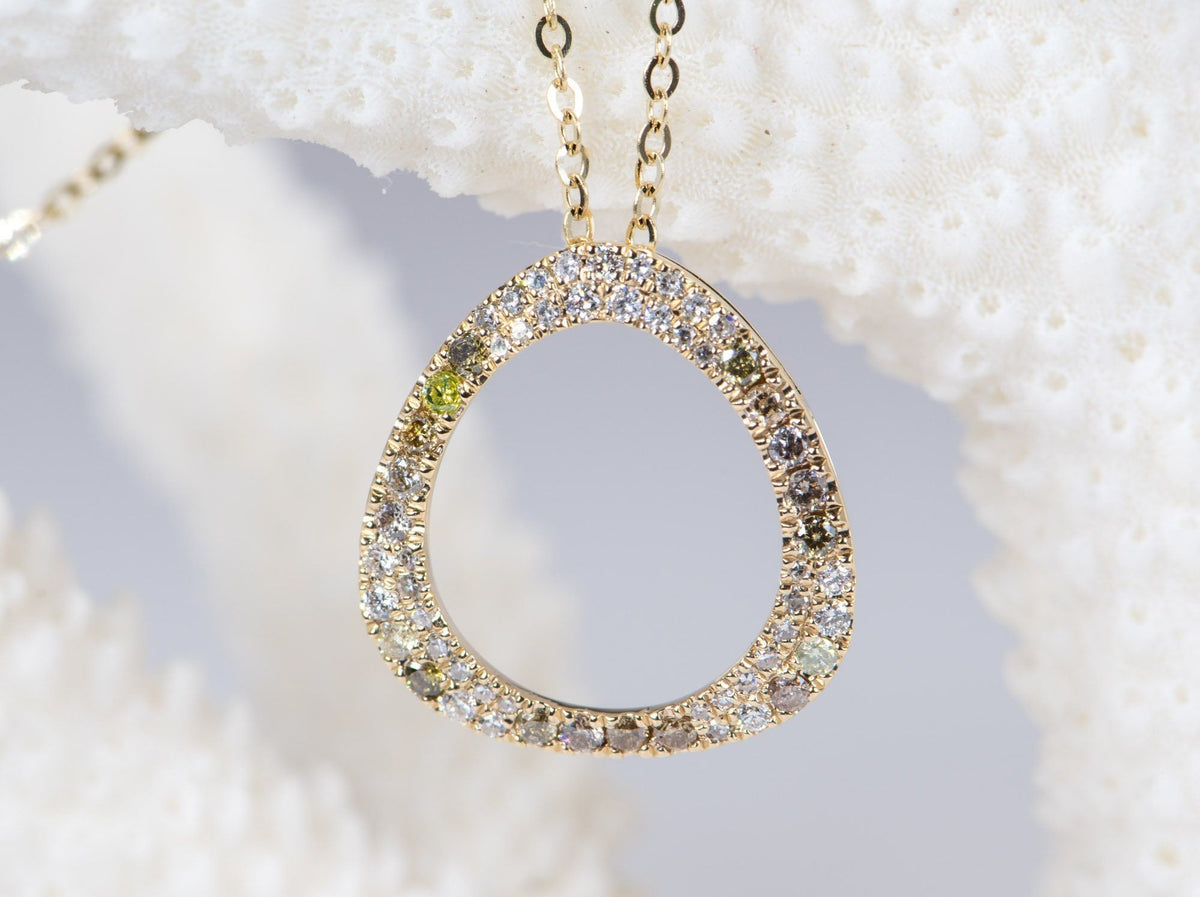 Mixed Diamond Triangle Circle Pendant 14K Yellow Gold R4059 Aurora Designer
