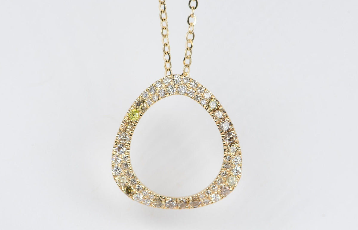 Mixed Diamond Triangle Circle Pendant 14K Yellow Gold R4059 Aurora Designer