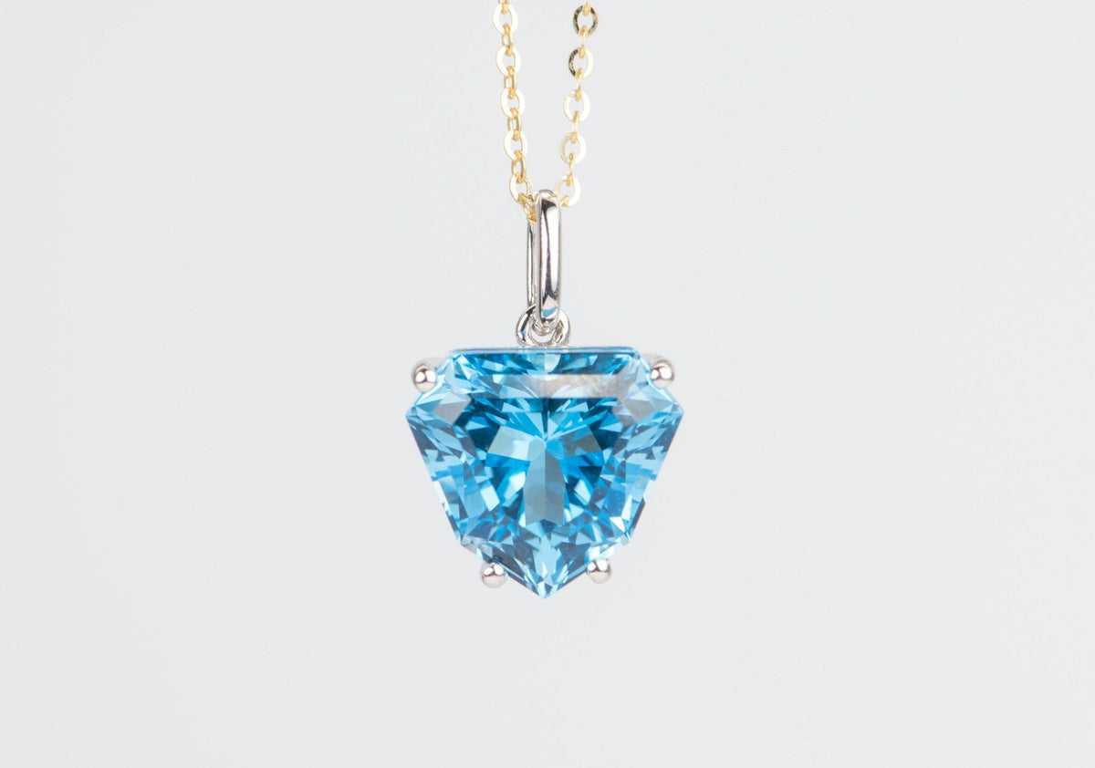 5.78ct Heart of the Ocean Blue Topaz Pendant 9K White Gold R4066 Aurora Designer