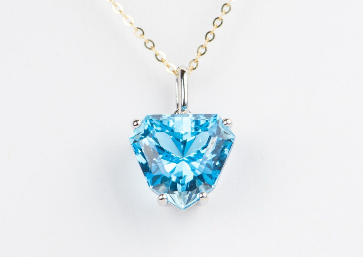 5.78ct Heart of the Ocean Blue Topaz Pendant 9K White Gold R4066 Aurora Designer