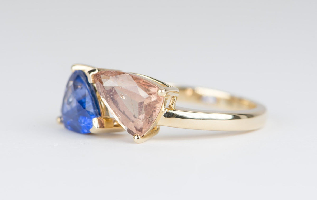 1.97ct Open End Sapphire Bypass Statement Ring 14K Yellow Gold You and Me R6118 Aurora Designer