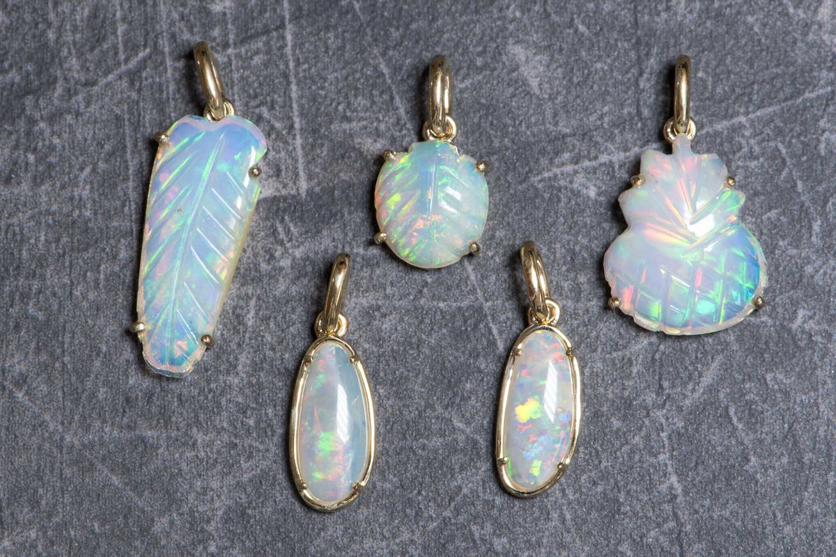 Solid Australian Opal with Beautiful Flash of Fire 9K Yellow Gold Pendant Charm R4079 Aurora Designer