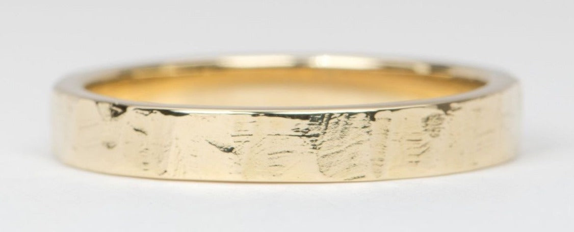 4mm Wide 14K Gold Textured Wedding Band AD1553-4 Aurora Designer