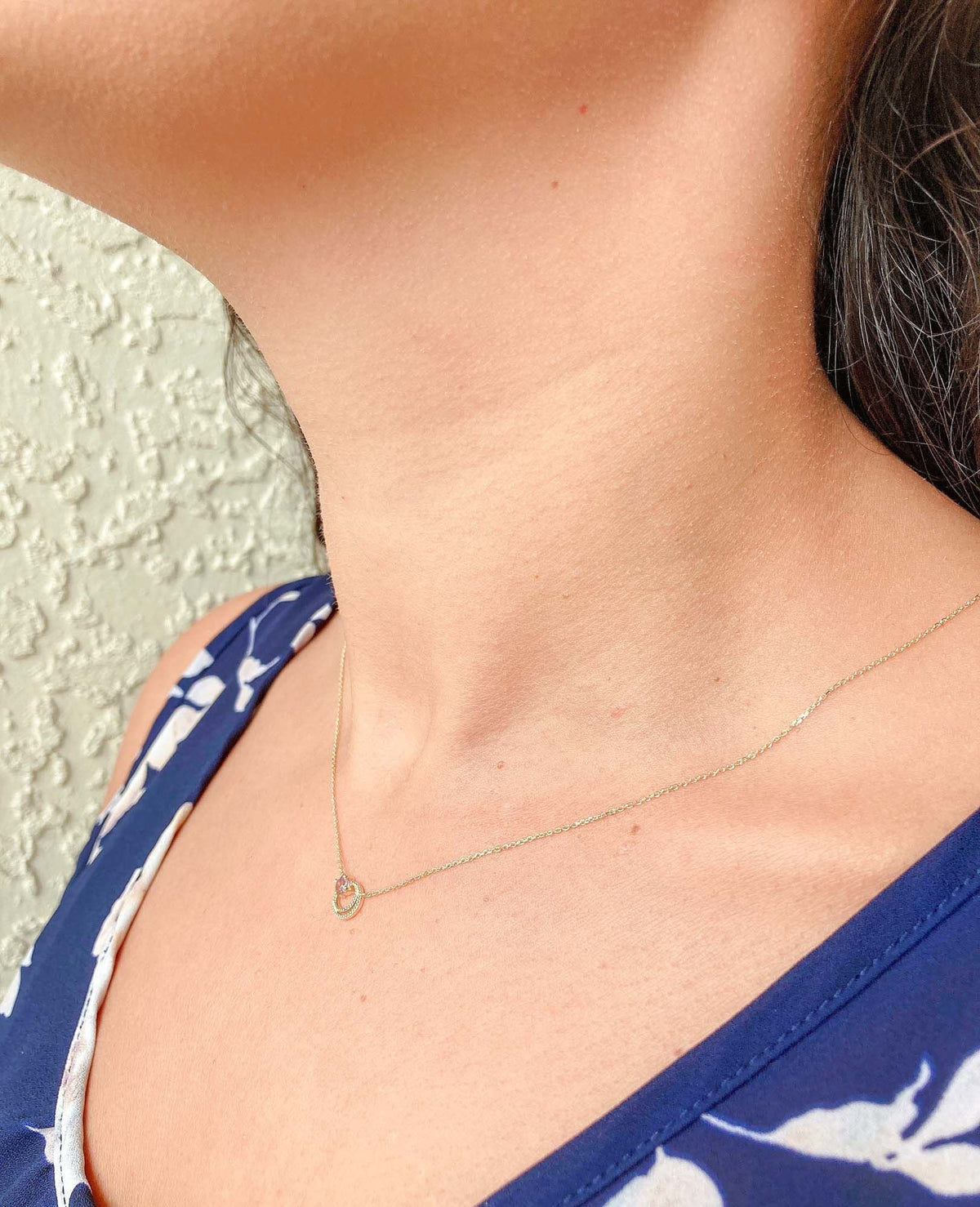 3mm Montana Sapphire Crescent Moon 14K Yellow Gold Pendant Necklace Aurora Designer