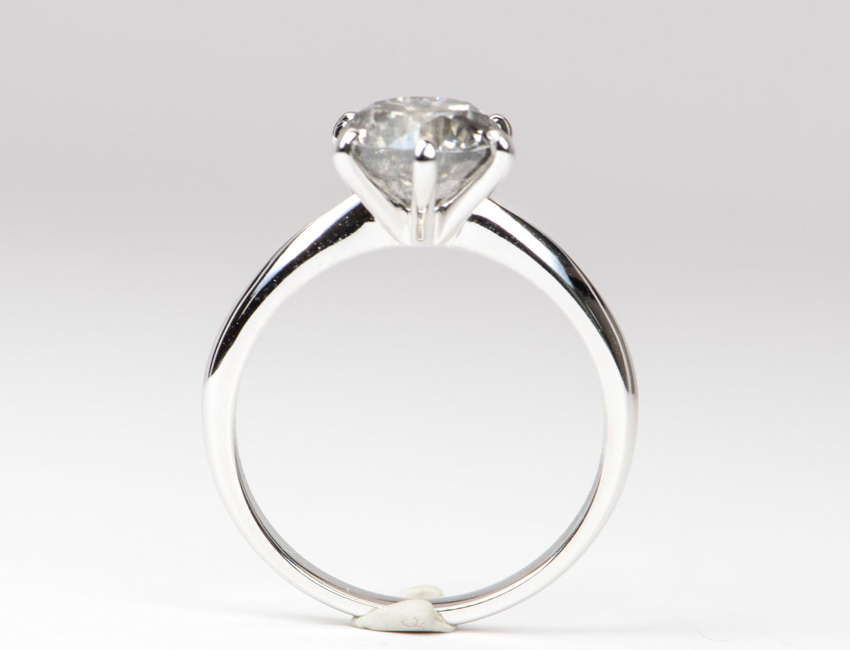 2.34ct Salt and Pepper Diamond Solitaire 14K White Gold Engagement Ring Aurora Designer