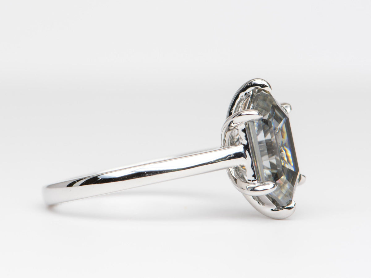 2.71ct Hexagon-Shape Gray Moissanite 14K White Gold Engagement Ring R6248 Aurora Designer