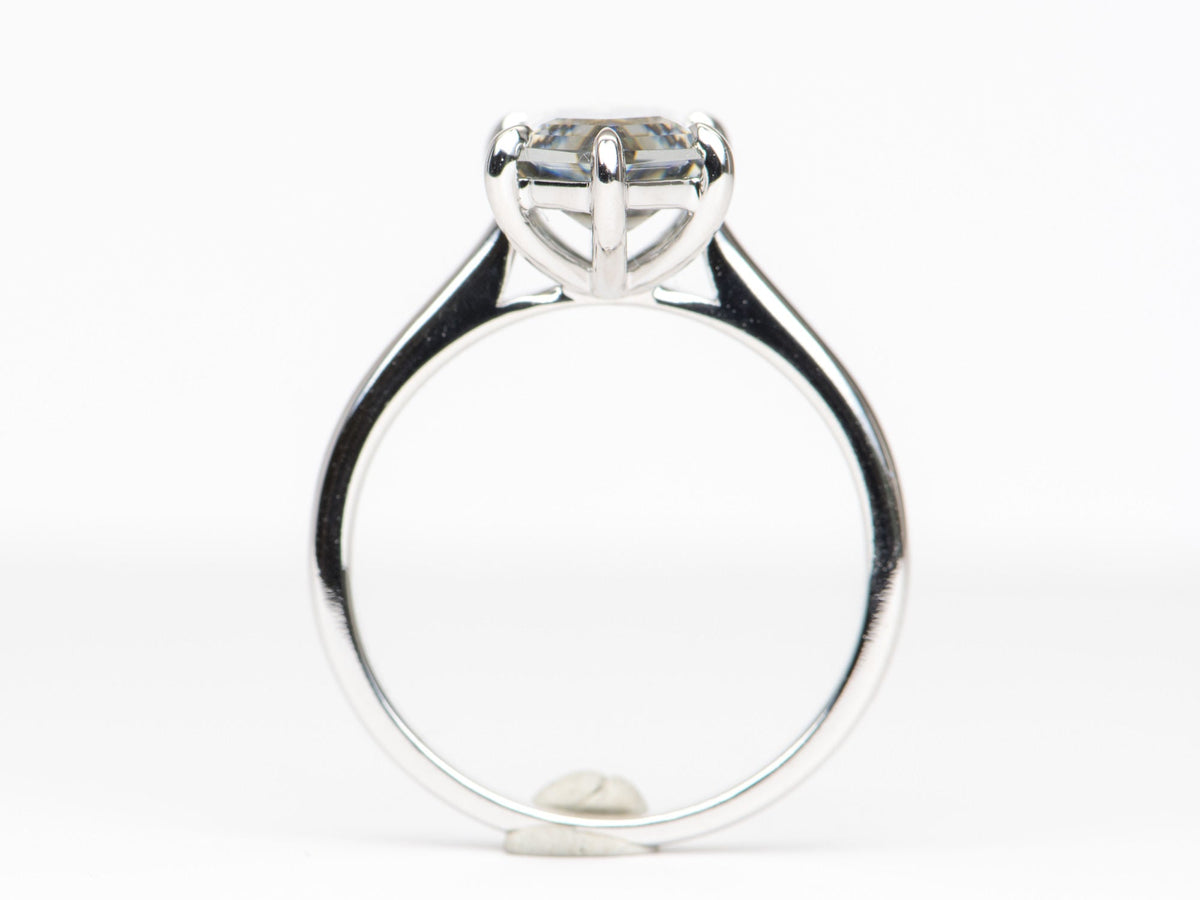2.71ct Hexagon-Shape Gray Moissanite 14K White Gold Engagement Ring R6248 Aurora Designer