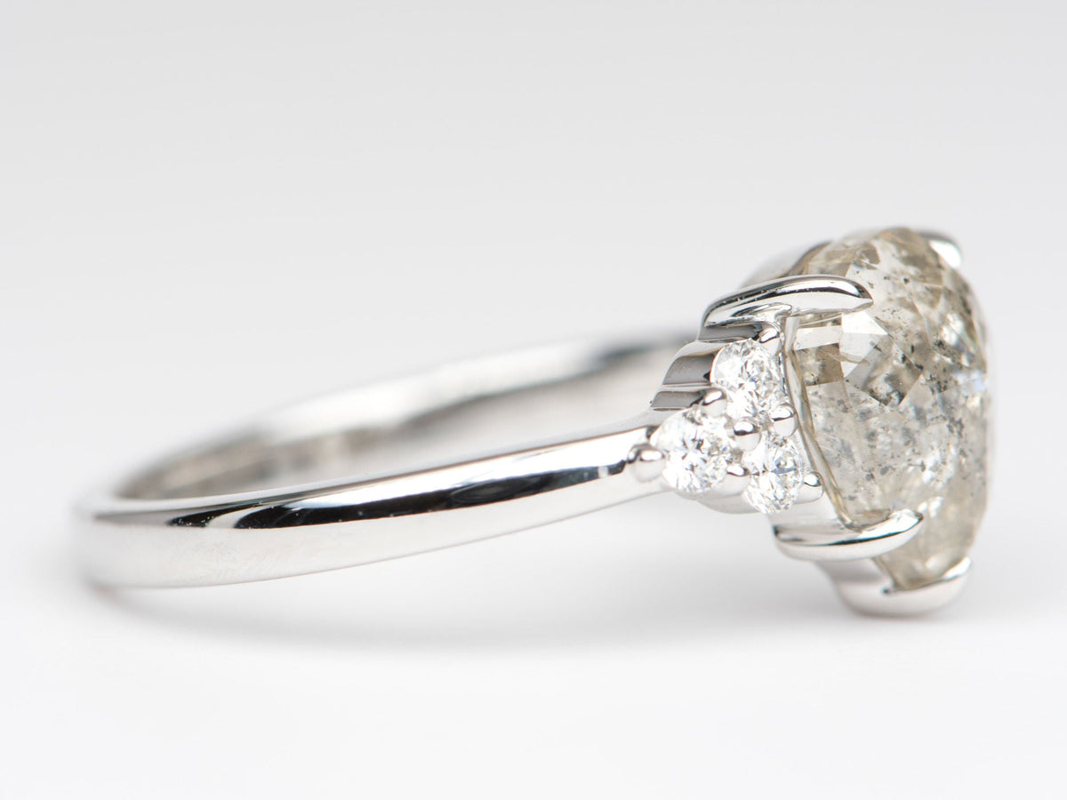 1.61ct Clear Celestial Diamond with Trio Sides 14K White Gold Engagement Ring R6254 Aurora Designer