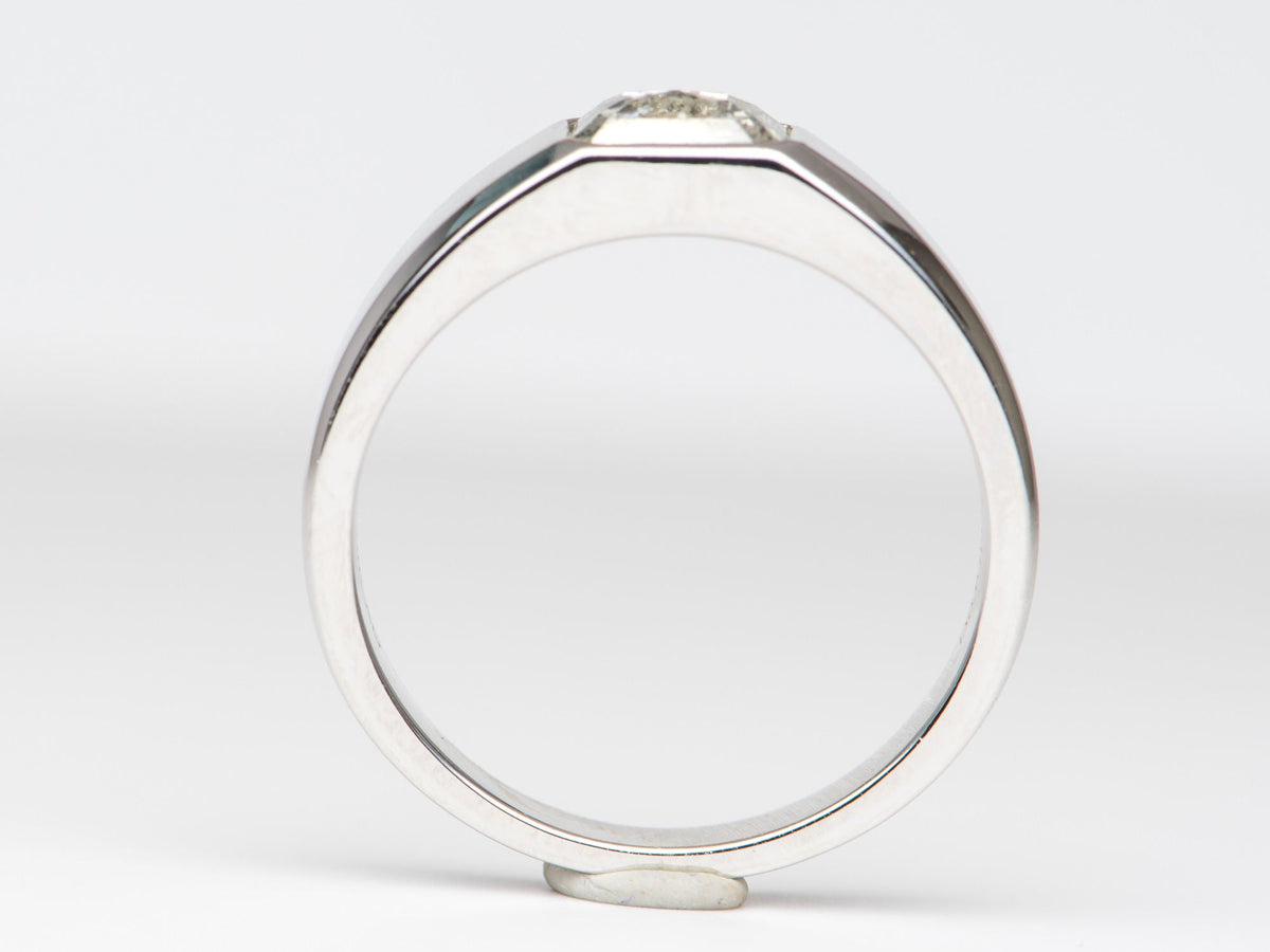Clear Celestial Salt and Pepper Diamond Bezel Set 4mm Wide Band 14K Gold Engagement Ring R6250 Aurora Designer