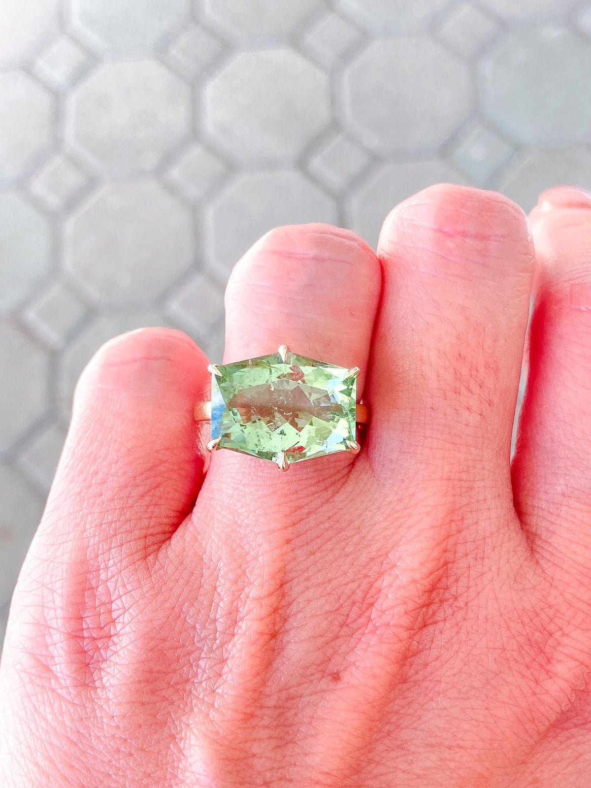 10.33ct Statement Tourmaline Solitiare Ring 14K Yellow Gold R6263 Aurora Designer