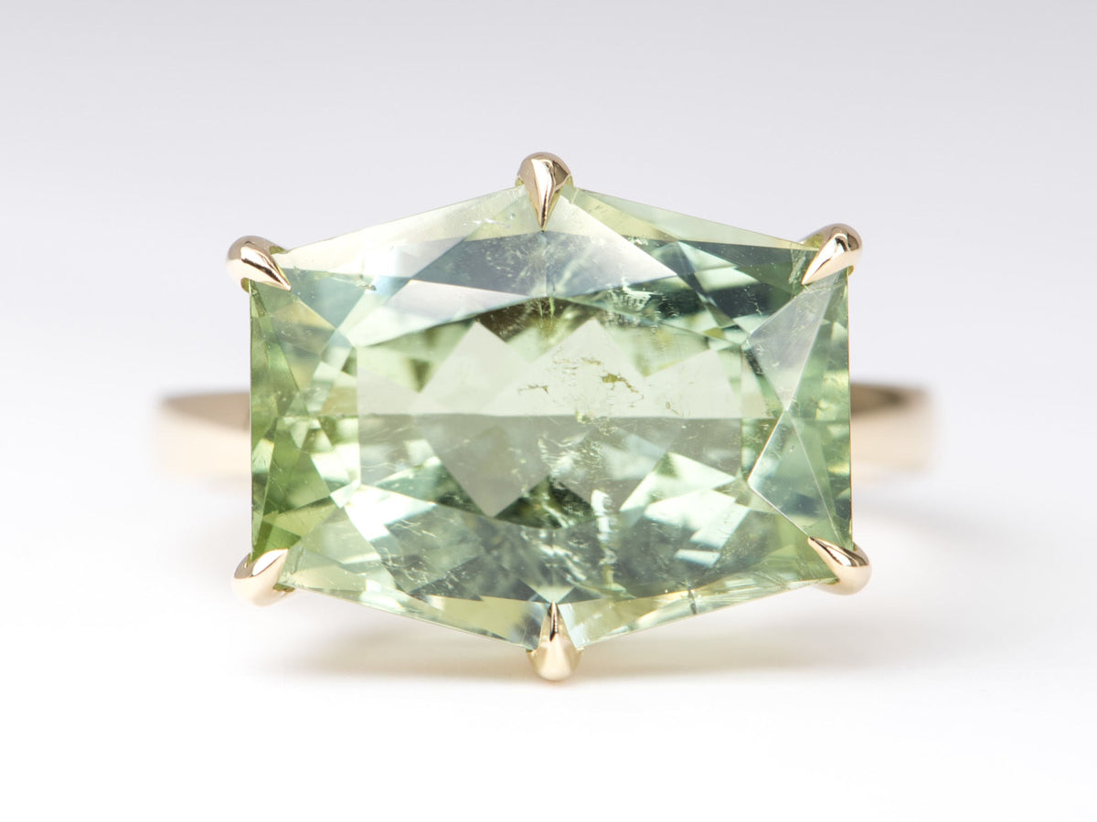 10.33ct Statement Tourmaline Solitiare Ring 14K Yellow Gold R6263 Aurora Designer