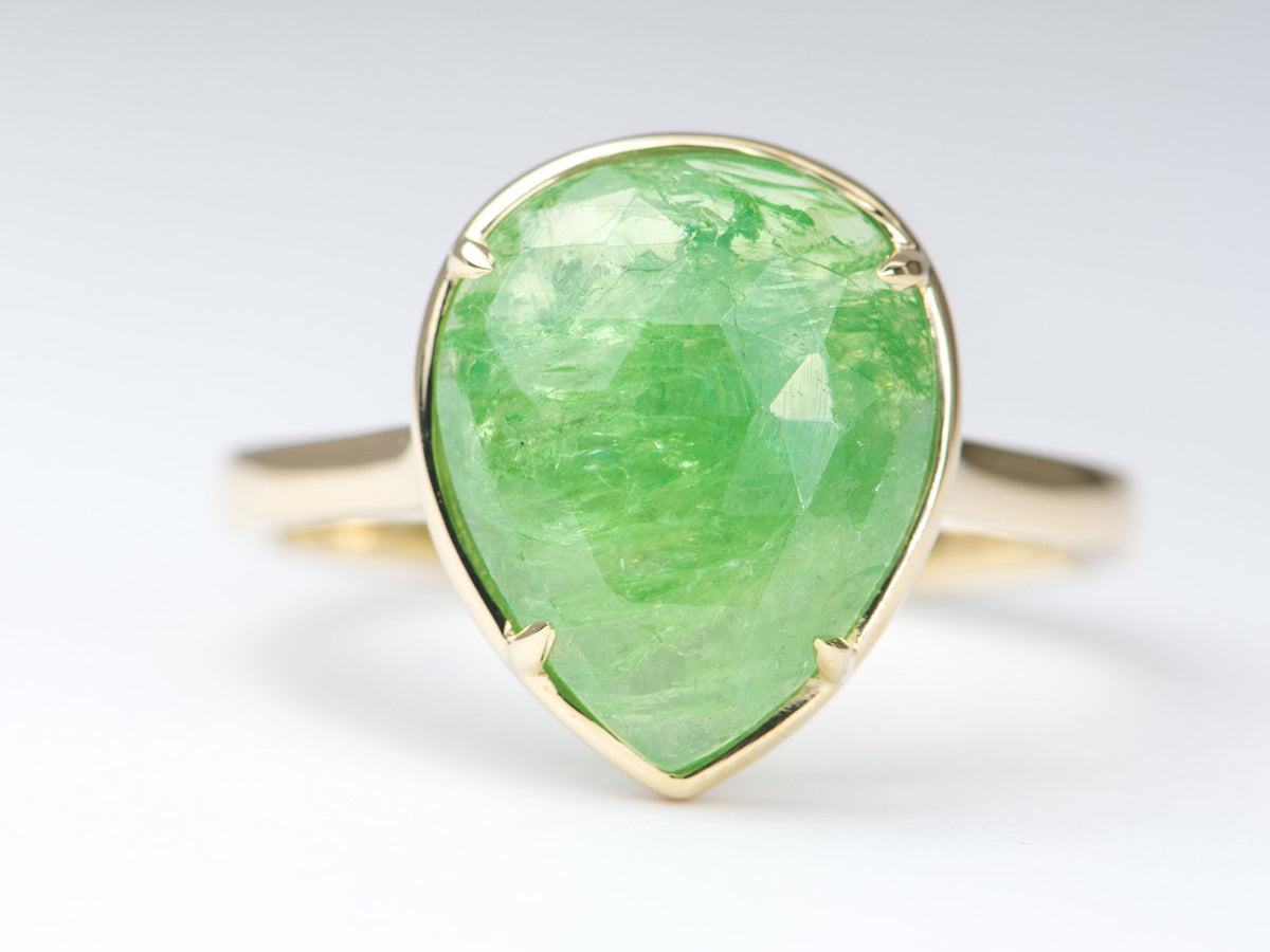 5.68ct Rose Cut Tsavorite Stacking Ring 9K Yellow Gold R6268 Aurora Designer