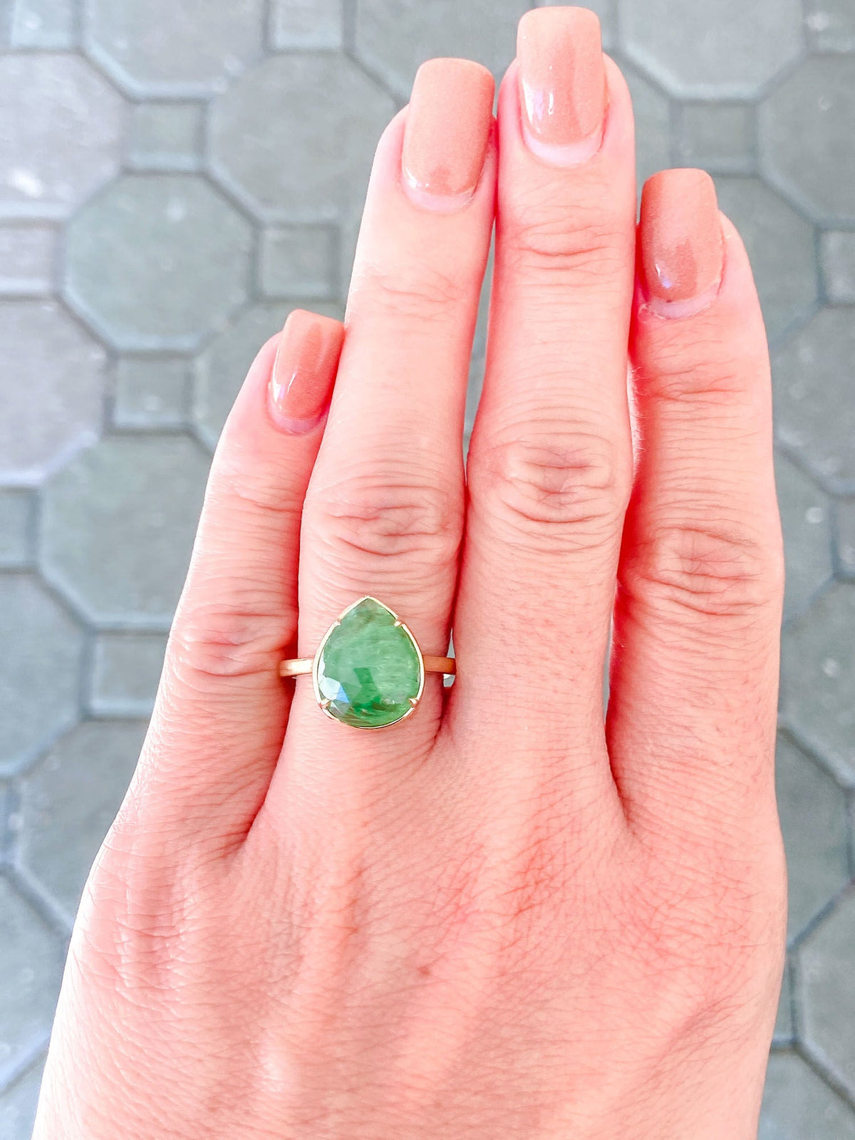 5.68ct Rose Cut Tsavorite Stacking Ring 9K Yellow Gold R6268 Aurora Designer