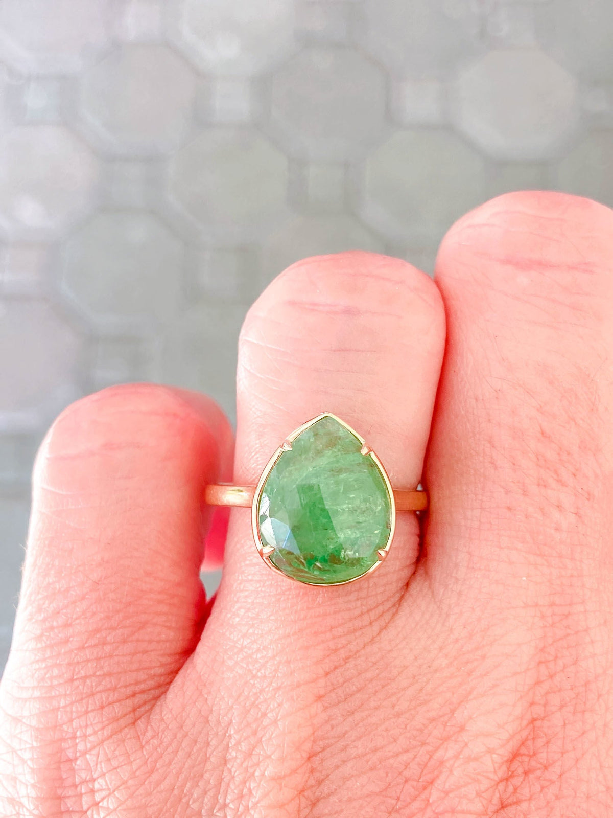 5.68ct Rose Cut Tsavorite Stacking Ring 9K Yellow Gold R6268 Aurora Designer