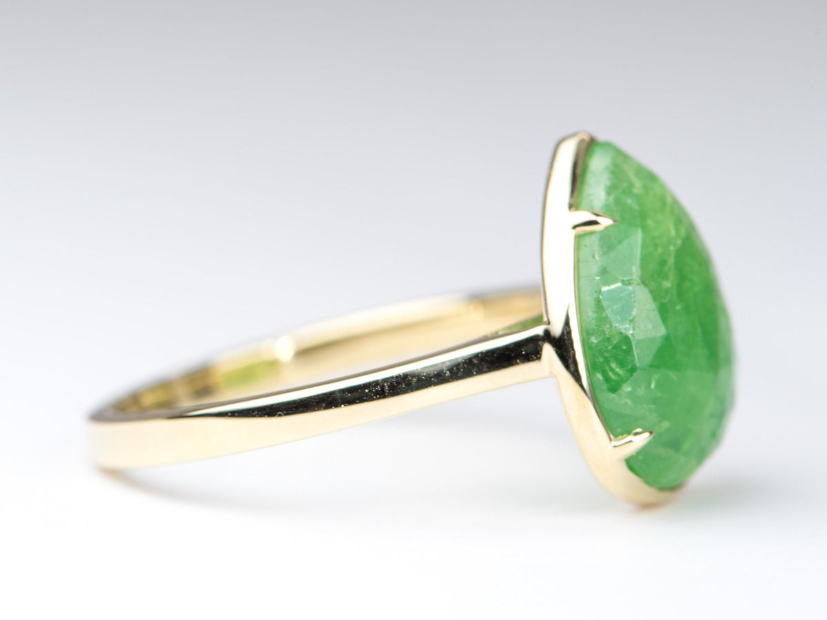 5.68ct Rose Cut Tsavorite Stacking Ring 9K Yellow Gold R6268 Aurora Designer