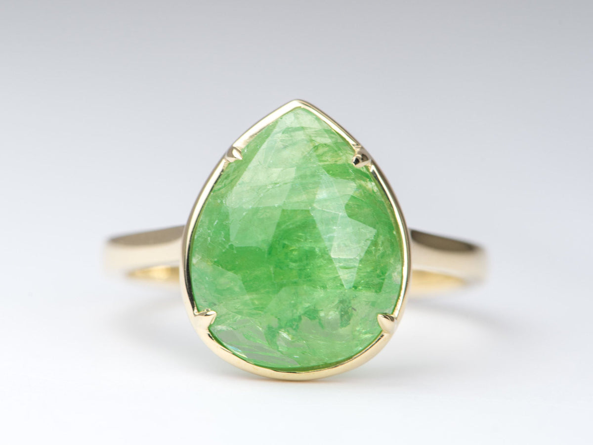 5.68ct Rose Cut Tsavorite Stacking Ring 9K Yellow Gold R6268 Aurora Designer