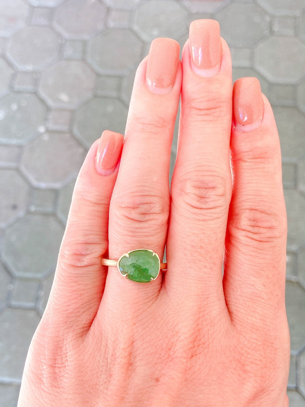 2.68ct Rose Cut Tsavorite Stacking Ring 9K Yellow Gold R6269 Aurora Designer