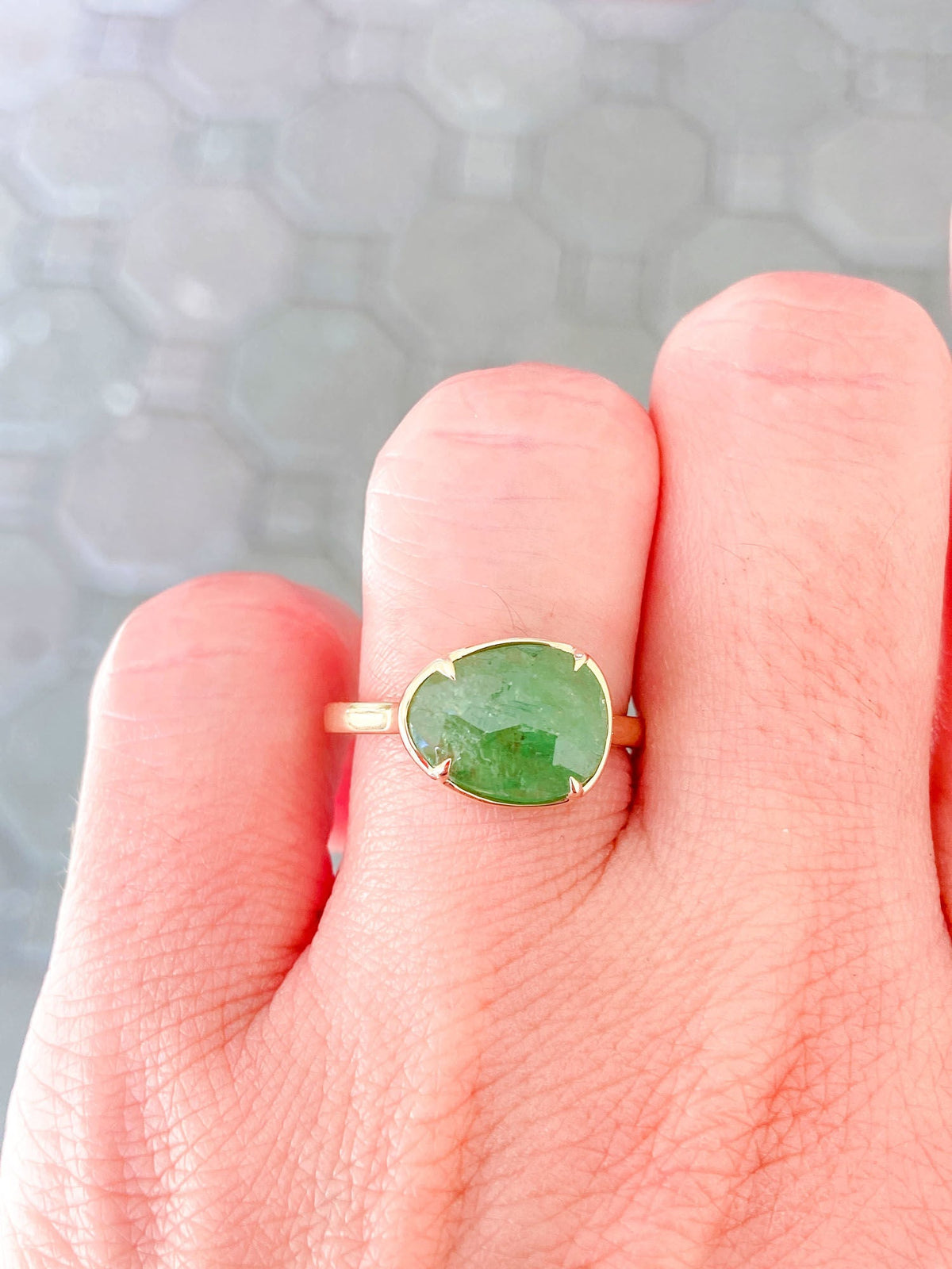 2.68ct Rose Cut Tsavorite Stacking Ring 9K Yellow Gold R6269 Aurora Designer