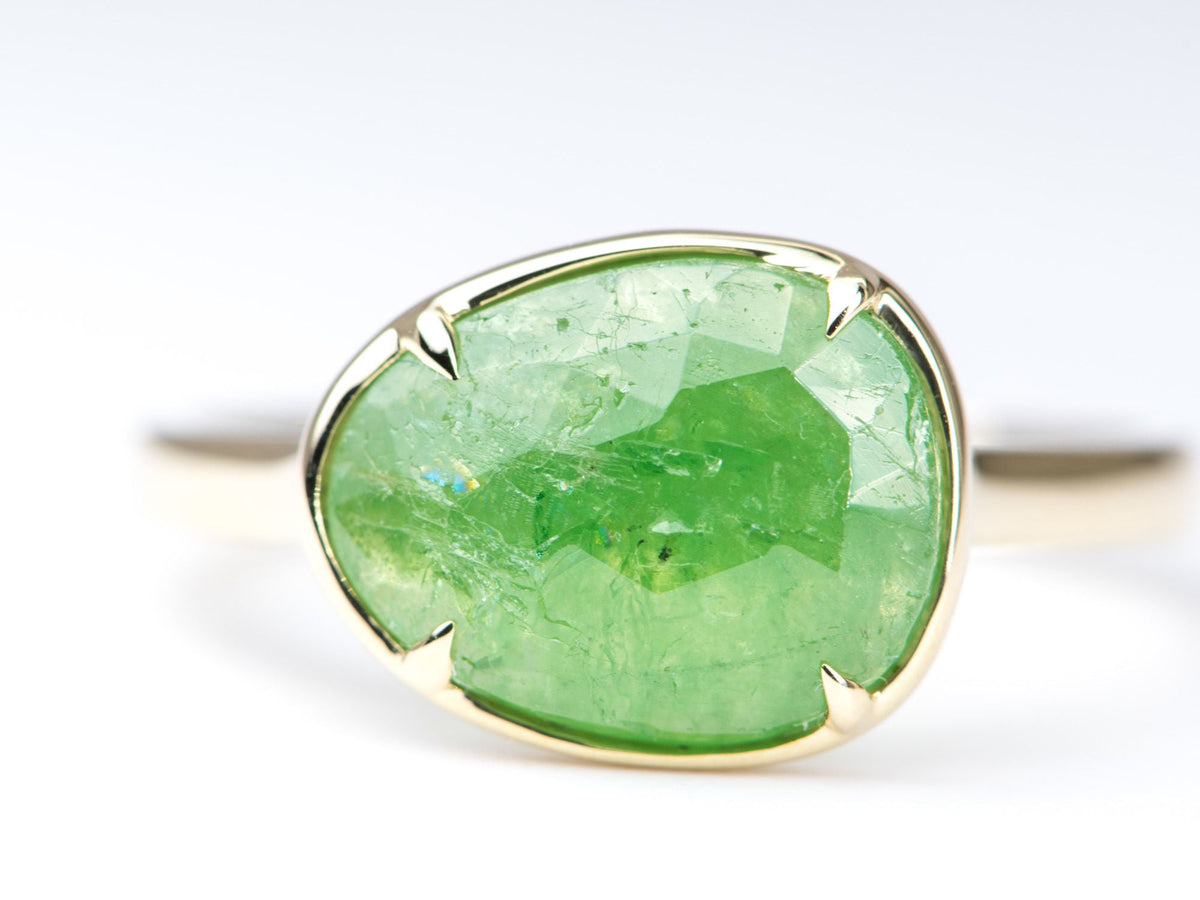 2.68ct Rose Cut Tsavorite Stacking Ring 9K Yellow Gold R6269 Aurora Designer