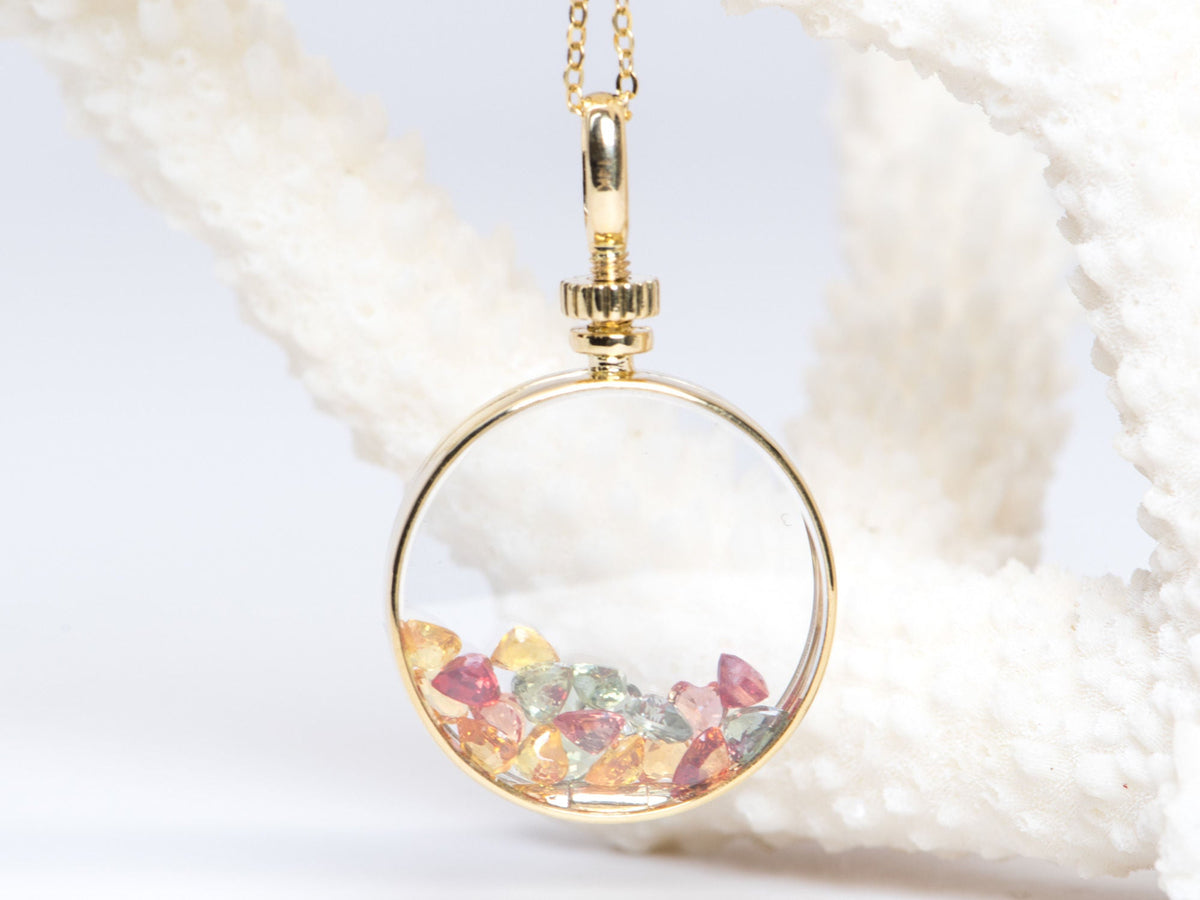 Solid 14K Gold Shaker Locket Pendant with Openable Screw Top for Gemstones R4142 Aurora Designer