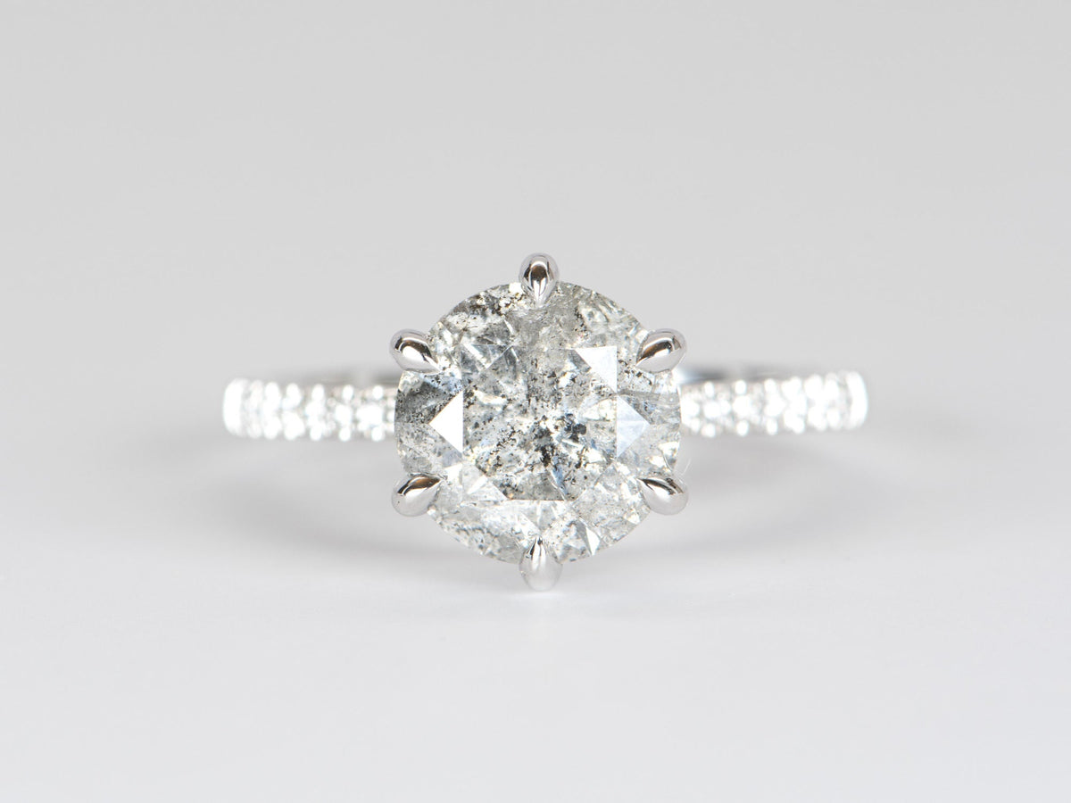 2.72ct Salt and Pepper Diamond Hidden Halo 14K White Gold Engagement Ring R6286 Aurora Designer