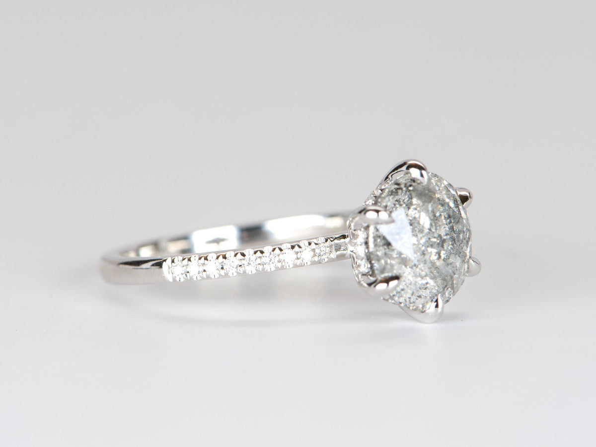 2.72ct Salt and Pepper Diamond Hidden Halo 14K White Gold Engagement Ring R6286 Aurora Designer